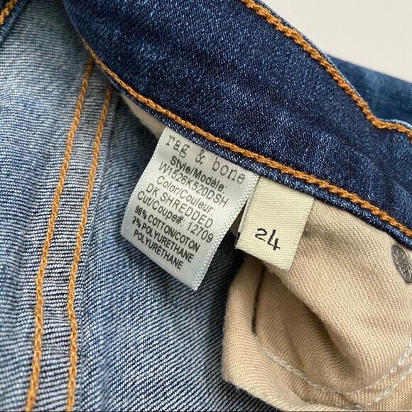 Rag & Bone Capri Jeans In Dark Shredded Size 24 - Picture 10 of 10